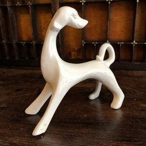 Vintage Elegant White Ceramic Greyhound MCM Figurine